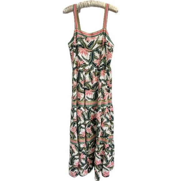 LOFT Paradise Tiered Maxi Tropical Linen Dress Size 8 - Picture 1 of 10